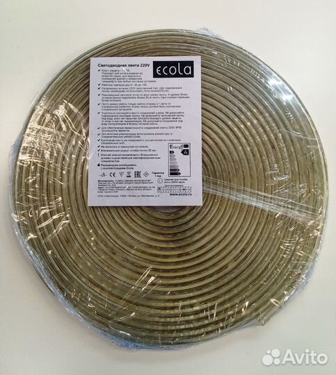 Светодиодная лента Ecola 10м, 220B, 9.6Вт, 6000К