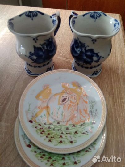 Яйцо cobalt, гжель, блюдца