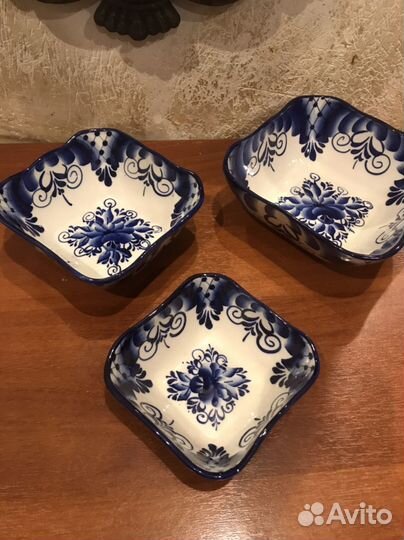 Салатники Фарфор Гжель Квадрат