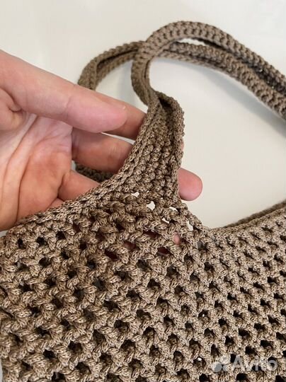 Cумка/ коричневая/ жёлтая / вязаная