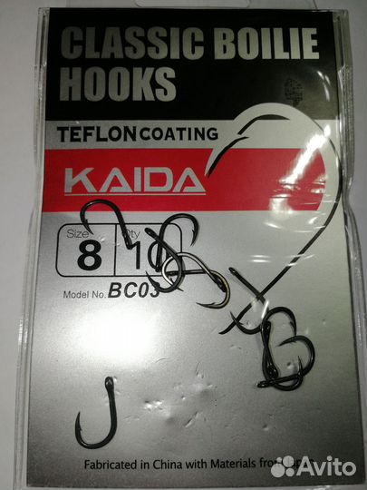 Крючки Kaida classic boilie hooks N2,4,6,8