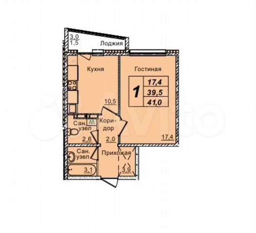 1-к. квартира, 41 м², 2/15 эт. на продажу в Кемерово | Купить квартиру ...