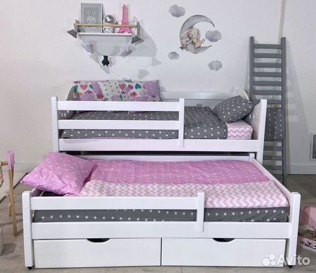 Детская выдвижная кровать для двоих