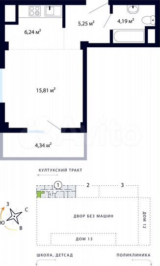 Квартира-студия, 36,6 м², 2/9 эт.