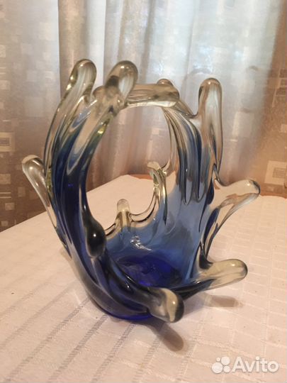 Ваза гутное стекло, Чехия, Bohemia времён СССР