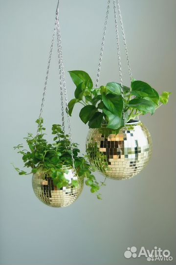 Кашпо из диско шара / кашпо из зеркальной мозаики