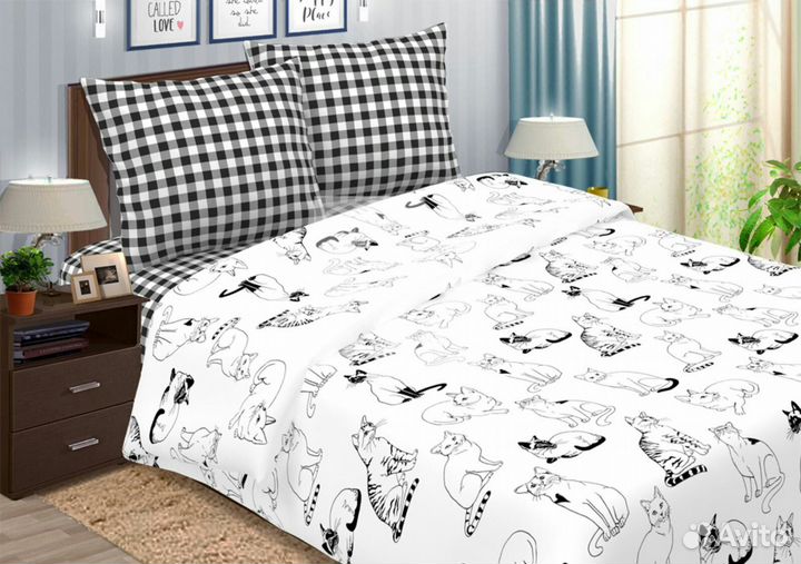 Ткань для шитья, рисунок кошки,хлопок, поплин, шир