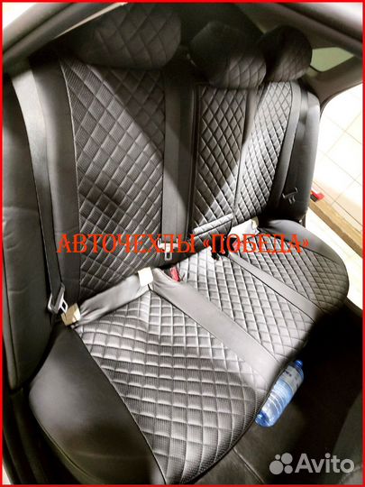 Чехлы Kia K5 из экокожи чёрные Ромб