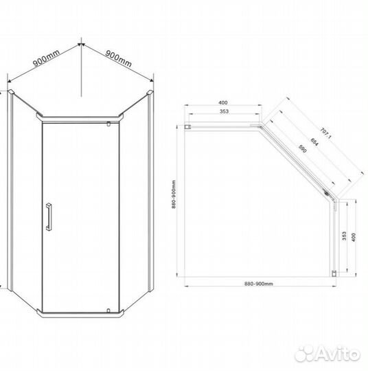 Душевой уголок Stresa VSP-1S900clgm, 900*900