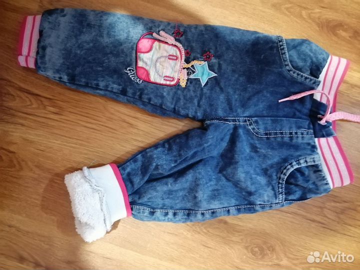 Джинсы для девочки утепленные, на 1,5-2 года