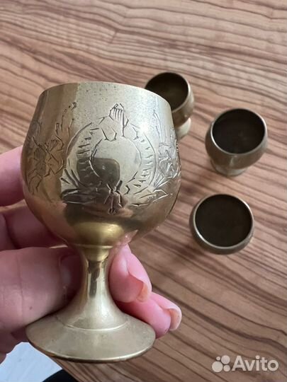 Набор винтажные посеребренные рюмки стопки
