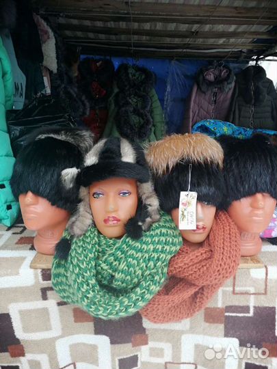 Шапки женские натуральные вязаная норка