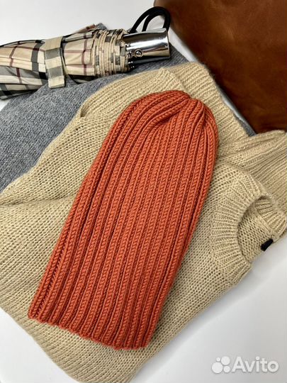 Шапка ручной работы Тыковка из мериноса