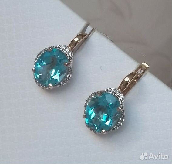 585 серьги с топазами (4 модели) Новые 4413/гр