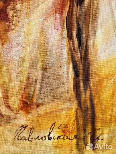 Картина маслом портрет девушка эмоции стильная э