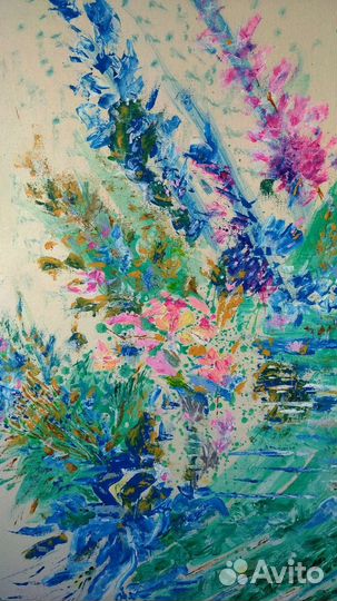 Картина 40/50 Цветы у реки Абстракция