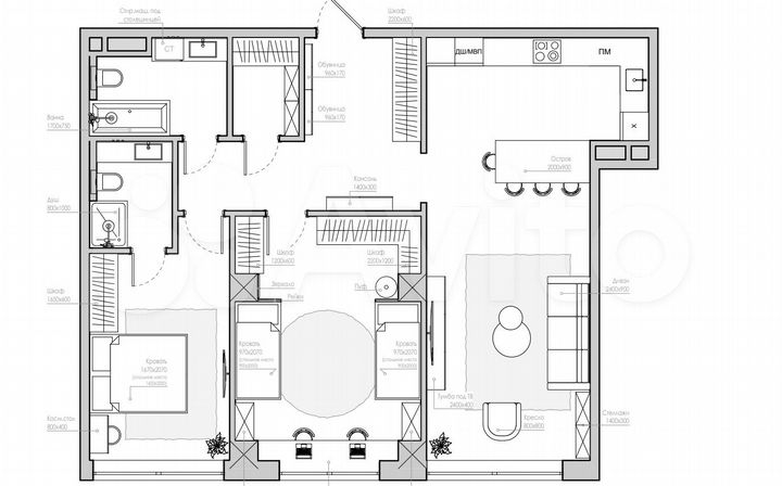 2-к. квартира, 96,8 м², 4/14 эт.