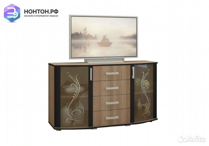 Тумба под тв 4 ящика ясень шимо темный