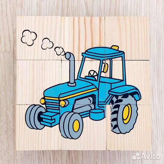 Кубики деревянные, транспорт, томик