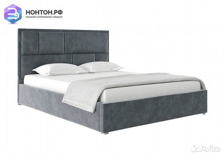 Кровать Стокгольм с подъемным механизмом велюр сер