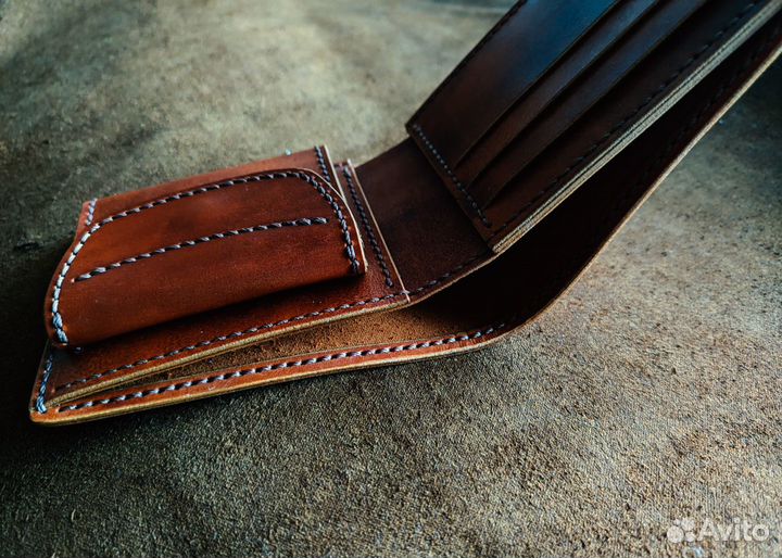 Мужской бифолд натуральная кожа ручная работа