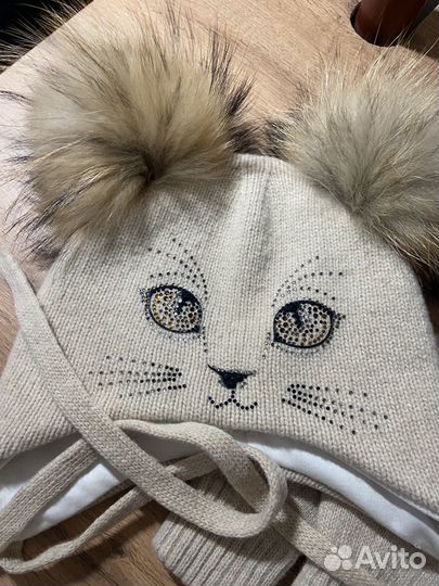 Комплект шапка, варежки