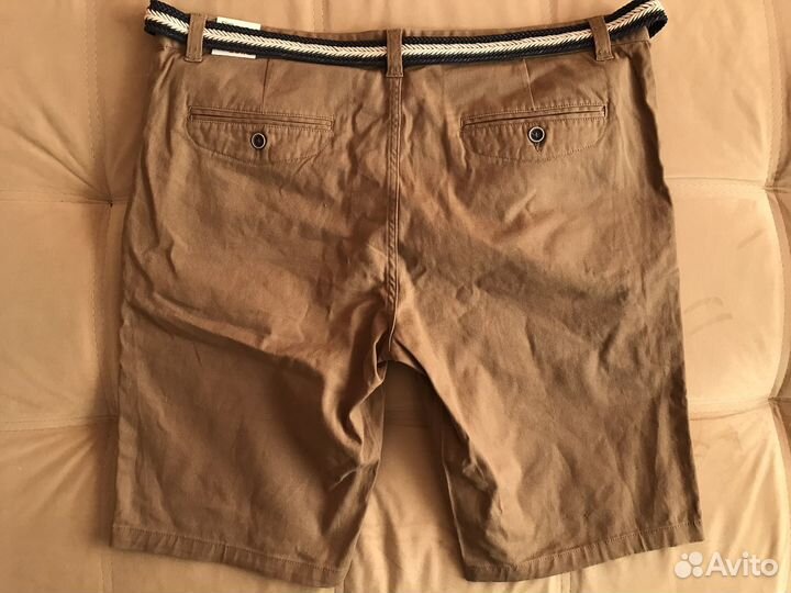 Новые мужские бежевые шорты 54 размера с ремнем