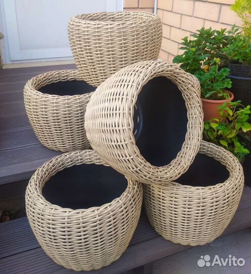 Кашпо для цветов напольное горшок ваза из ротанга