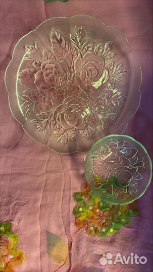Блюдо и вазочка стеклянные - Индонезия