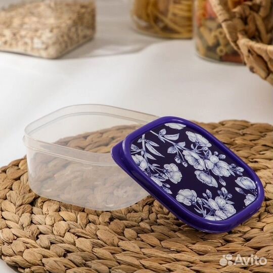 Контейнер пищевой Доляна «Цветы», 400 мл, квадрат