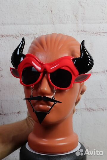 Очки карнавальные черт с рогами на хэллоуин