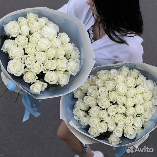 Розы Белые 50 70 80 см с Доставкой