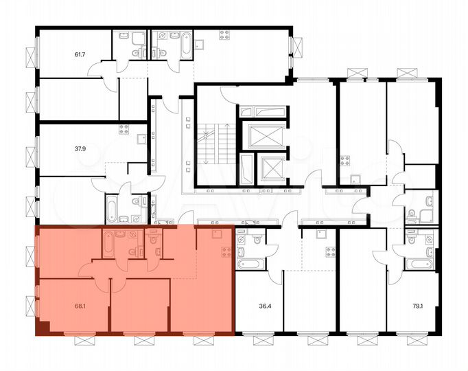 3-к. квартира, 68,1 м², 15/15 эт.