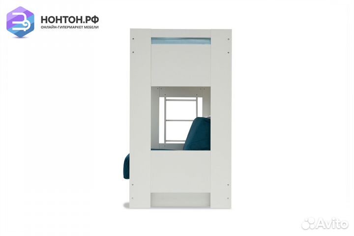 Двухъярусная кровать с диван-кроватью зеленый / бе