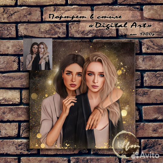 Портрет по фото на холсте