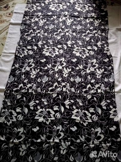 Шелк. Ткань СССР. Черно-белые цветы. Винтаж