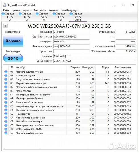 HDD WD2500 Caviar Blue 250 Gb