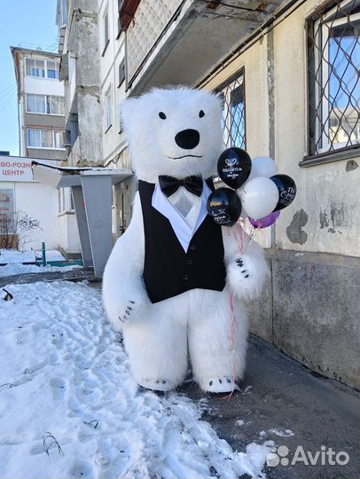 Белый мишка поздравление (ростовая кукла)