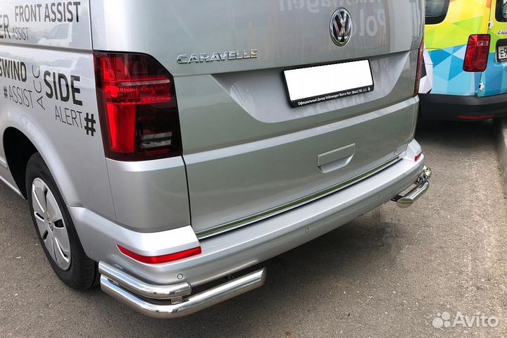 Защита заднего бампера VW T6 2015 угловая двойная