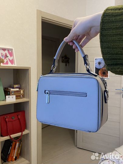 Сумка серая кожаная