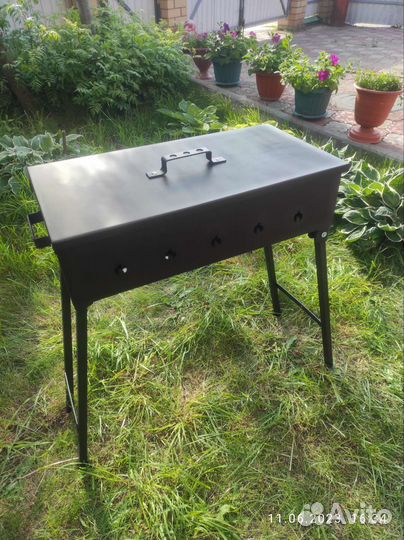 Мангал 600 мм складные ножки новый (сталь 3 мм)