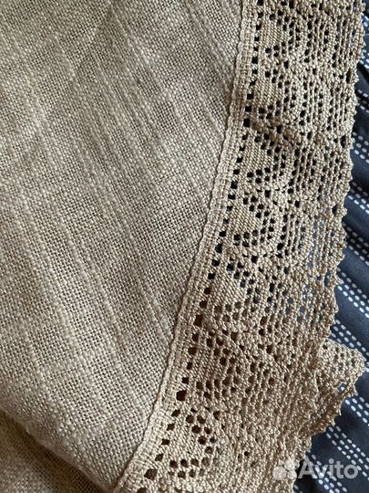 Винтажная скатерть на круглый стол лен с хлопком