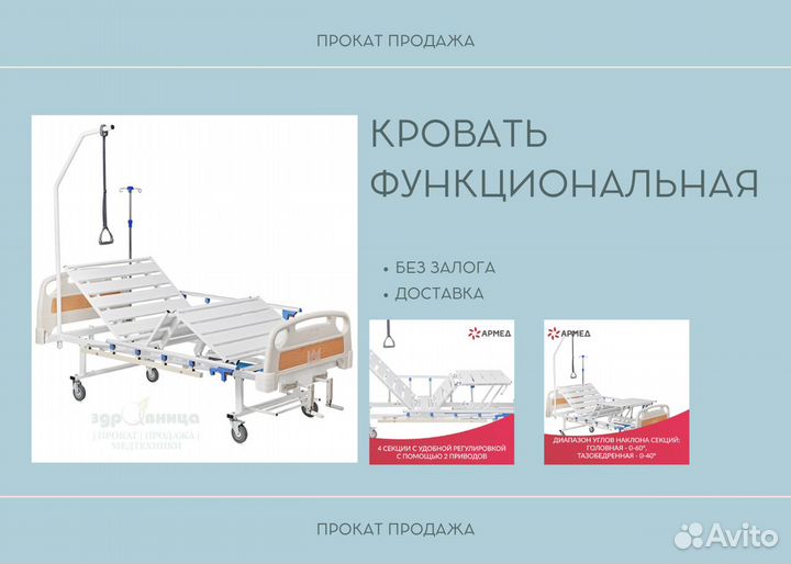 Кровать медицинская для лежачих Прокат Продажа