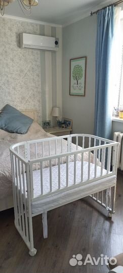 Кроватка детская приставная с матрасом