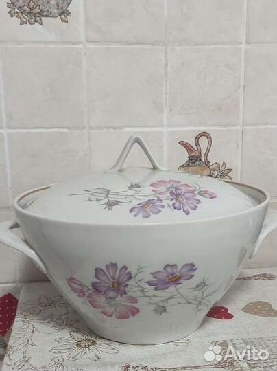Фарфоровая супница, соусник СССР, сливочник