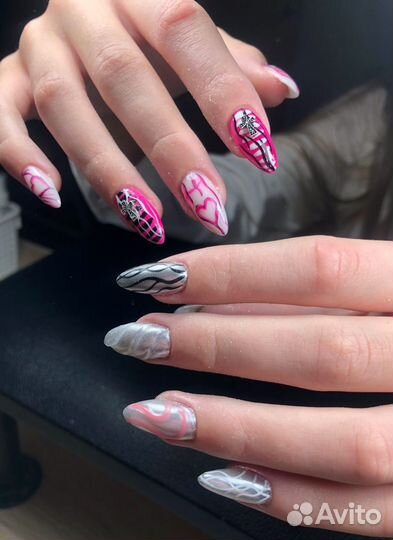 Маникюр с покрытием гель лак, наращивание