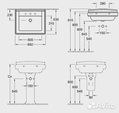 Раковина Villeroy & Boch 710165R2 65см