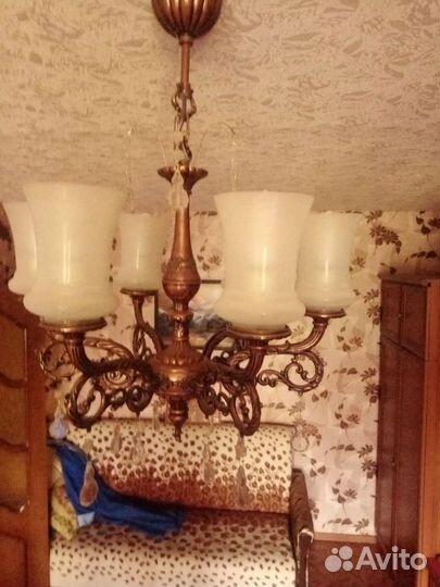 Люстра винтажная, бронза