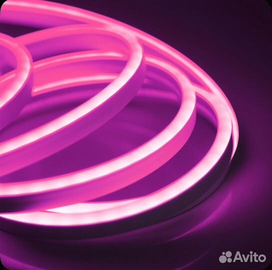 Неоновая лента, розовая, 5м, Гибкий неон