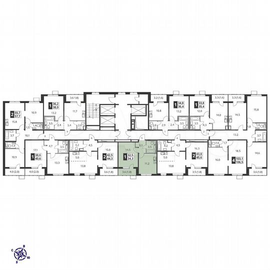 1-к. квартира, 34,3 м², 23/23 эт.